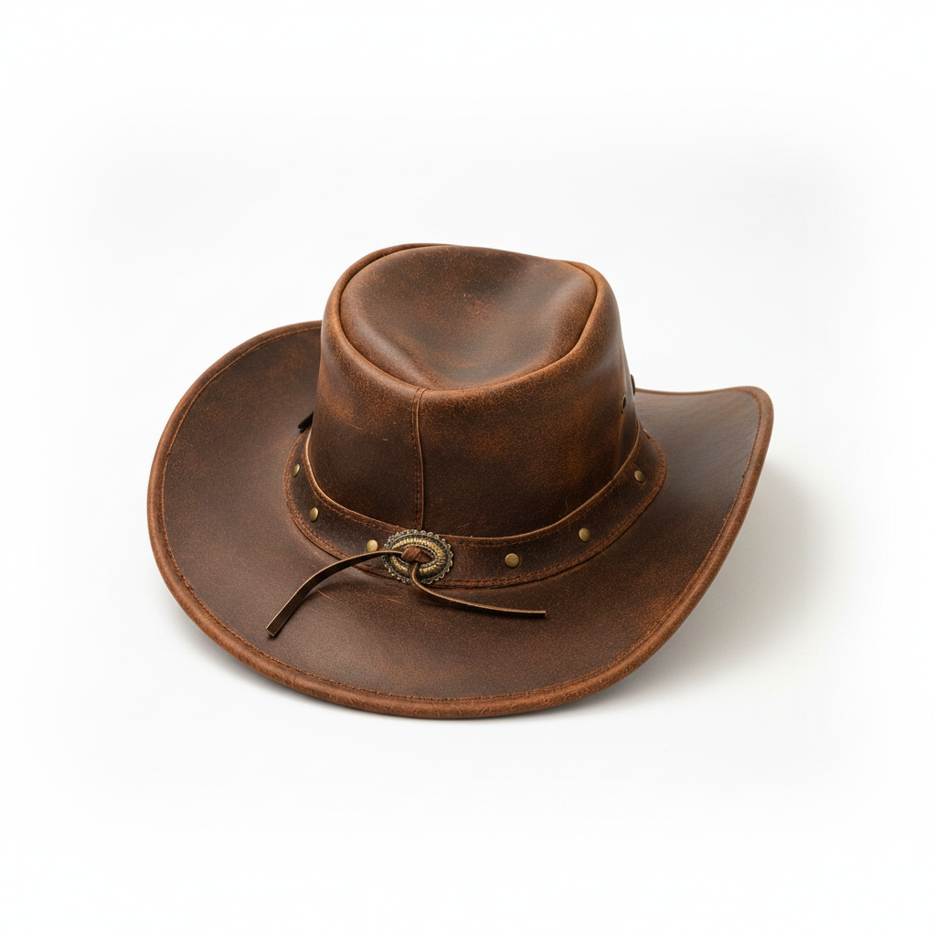Handcrafted Vintage Leather Cowboy Hat – Full Grain Western Hat