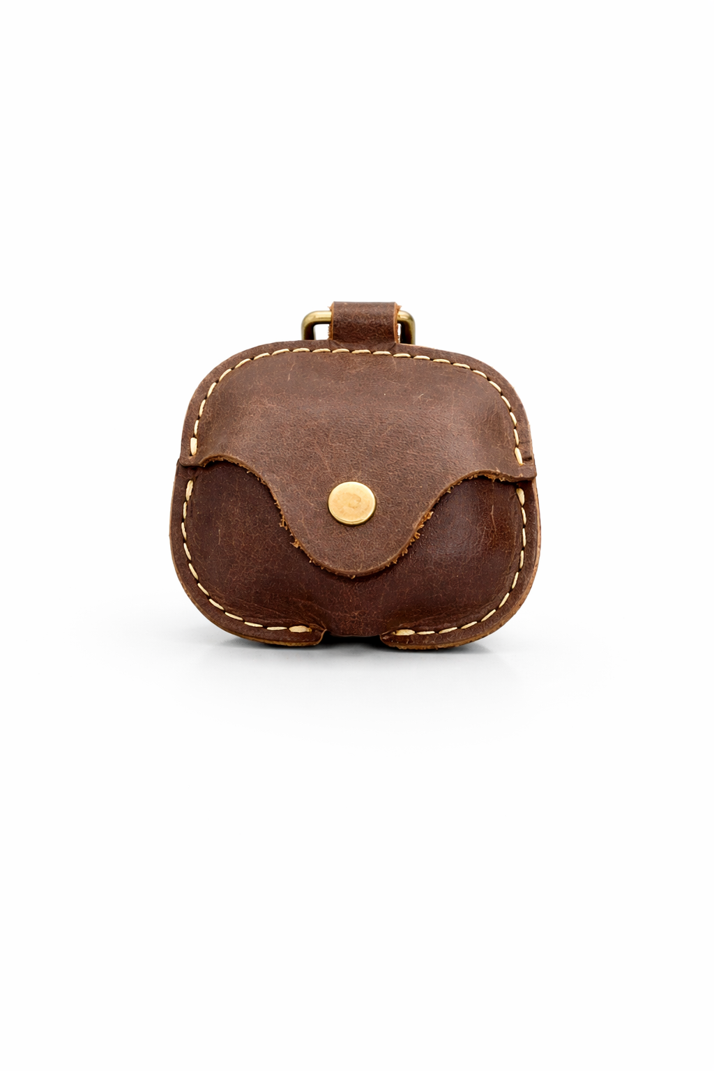 Handcrafted Genuine Leather AirPods Pro Case – Vintage Brown Keychain Cover