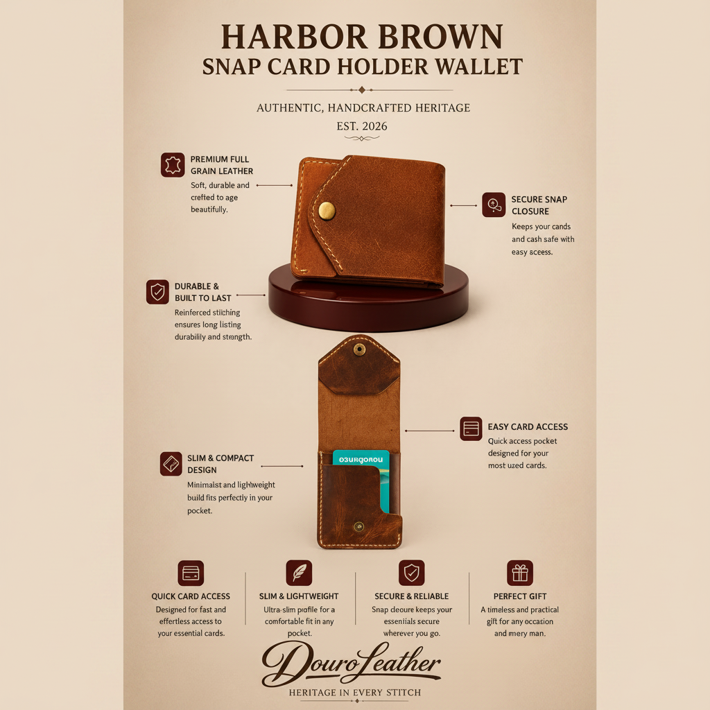 Harbor Brown Snap Card Holder Wallet