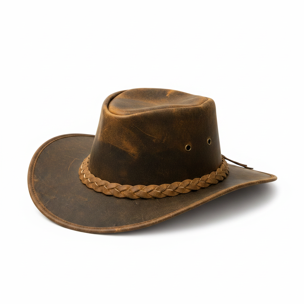 Handcrafted Distressed Leather Cowboy Hat – Vintage Western Hat