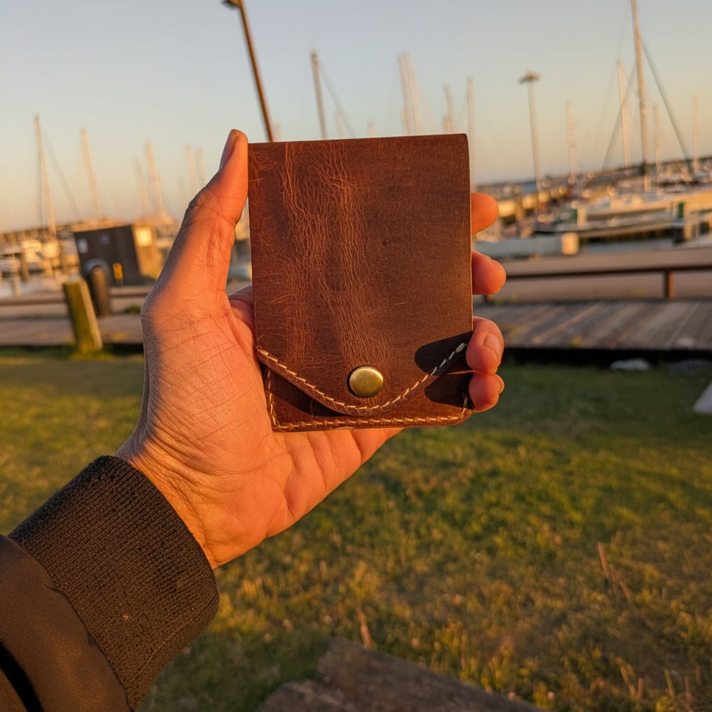 Harbor Brown Snap Card Holder Wallet