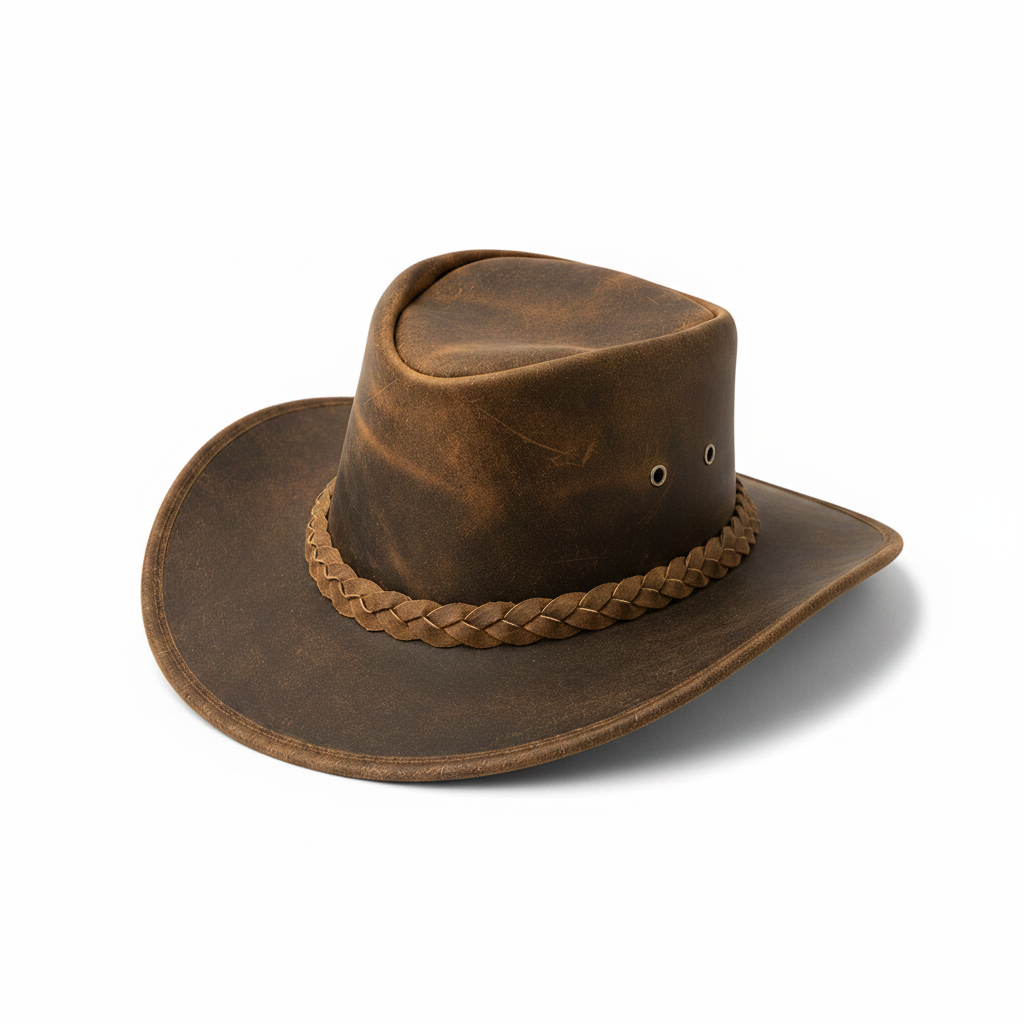Handcrafted Distressed Leather Cowboy Hat – Vintage Western Hat