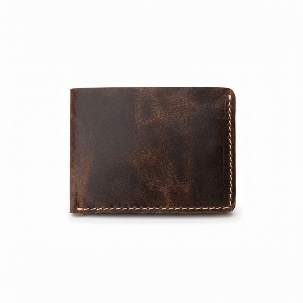 Vintage Brown Leather Bifold Wallet