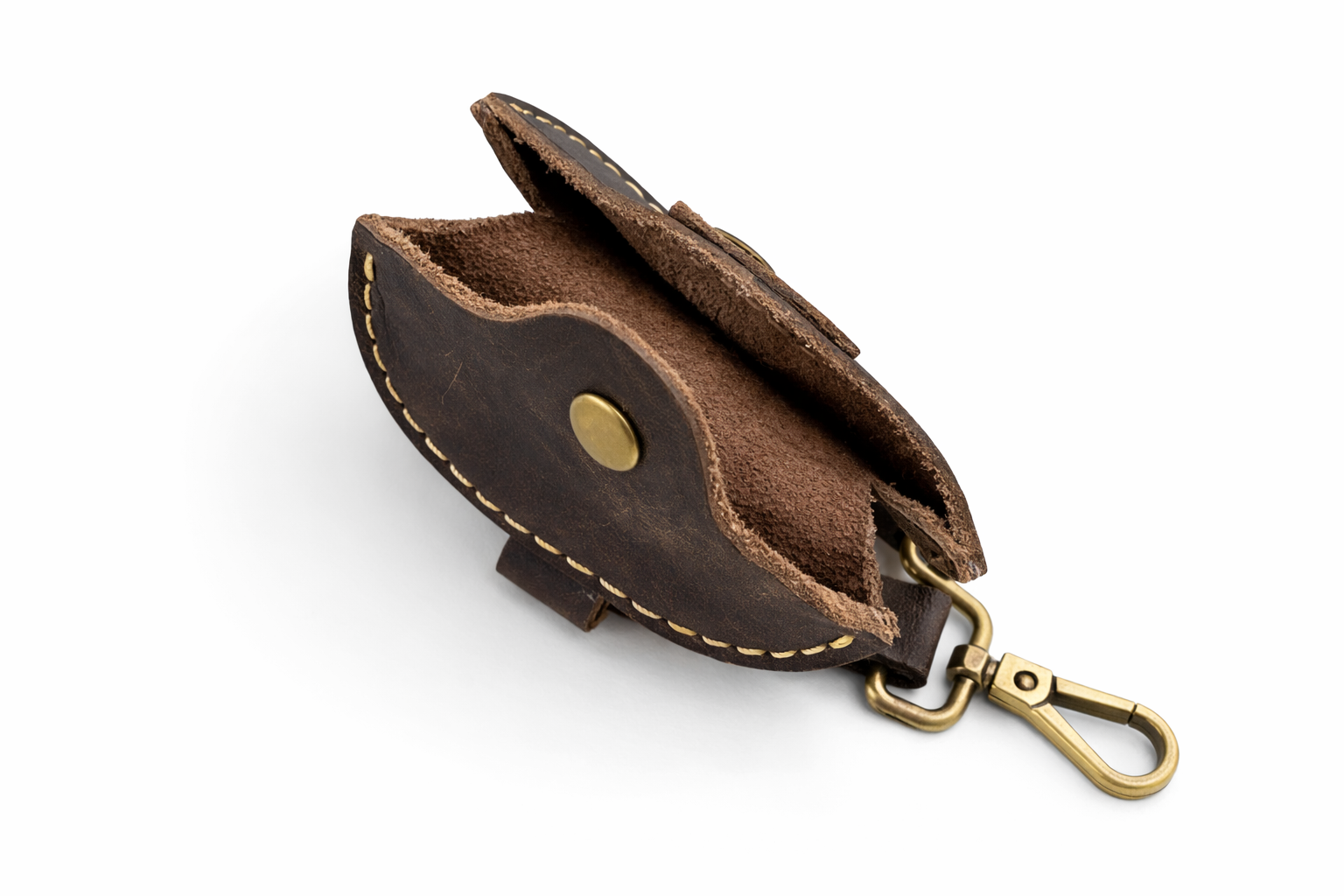 Handcrafted Genuine Leather AirPods Pro Case – Vintage Brown Keychain Cover