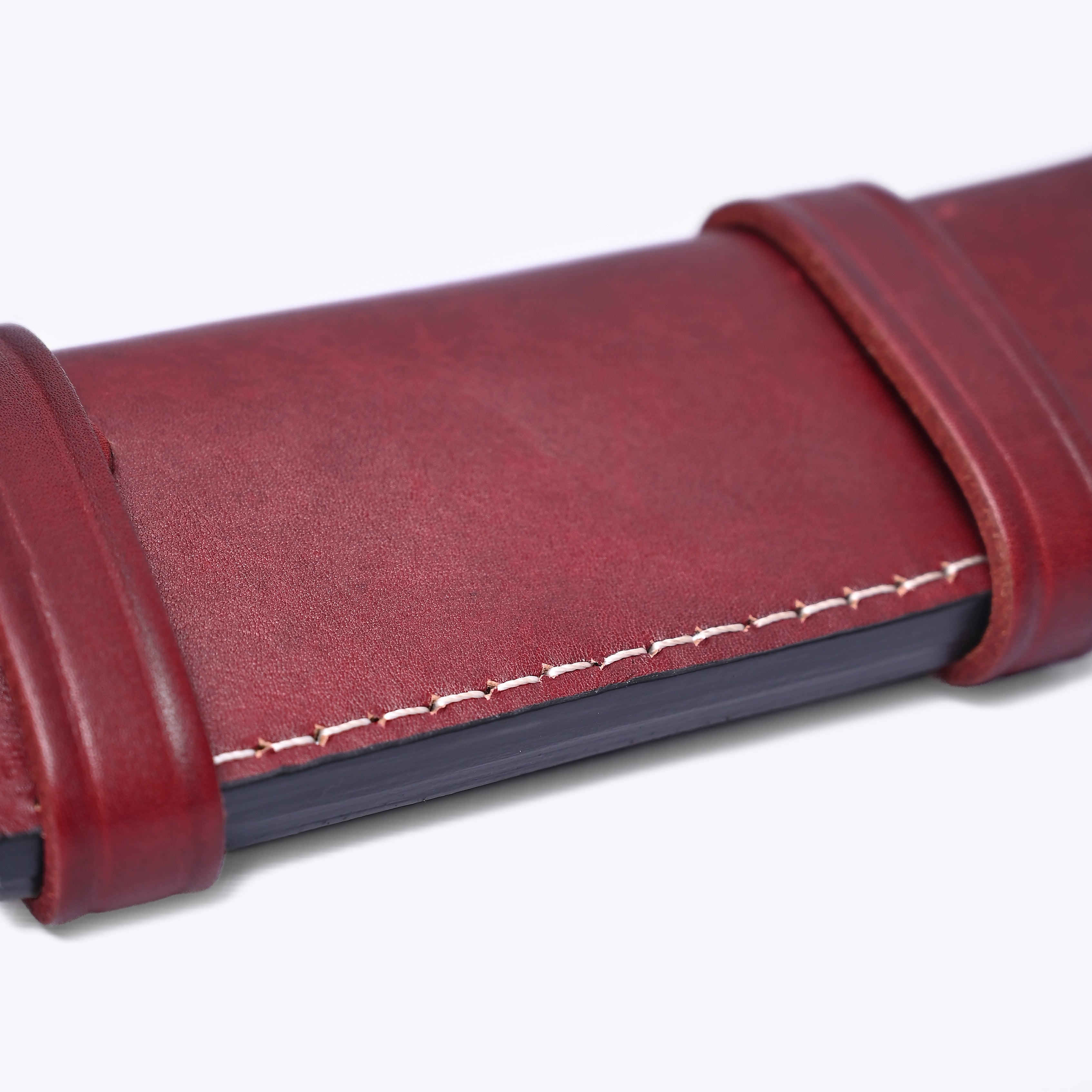 Handcrafted Leather Knife Sheath with Utility Pouch – Burgundy