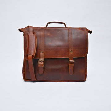 Handcrafted Vintage Leather Messenger Bag – Full Grain Leather Laptop Briefcase