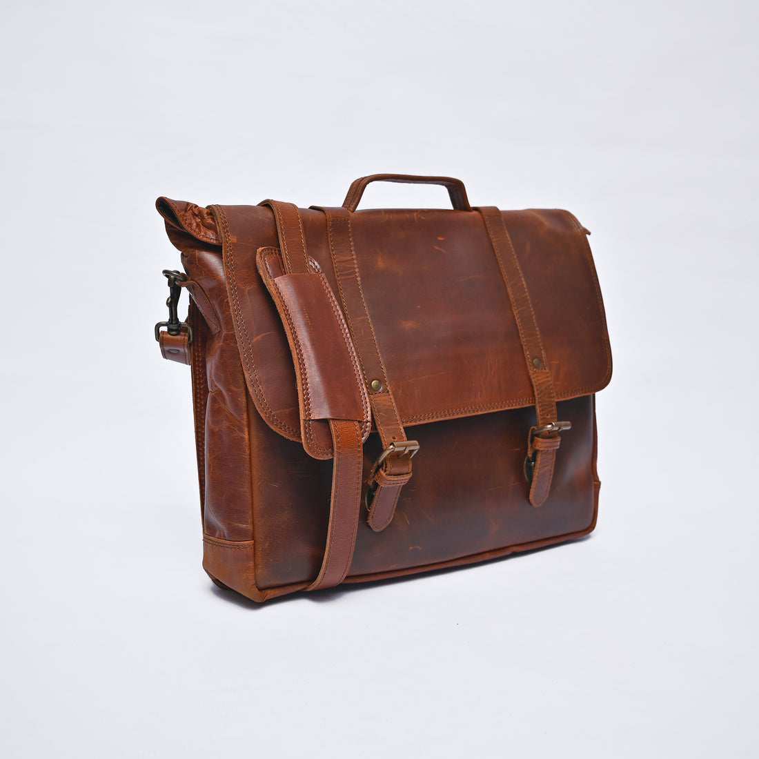 Handcrafted Vintage Leather Messenger Bag – Full Grain Leather Laptop Briefcase