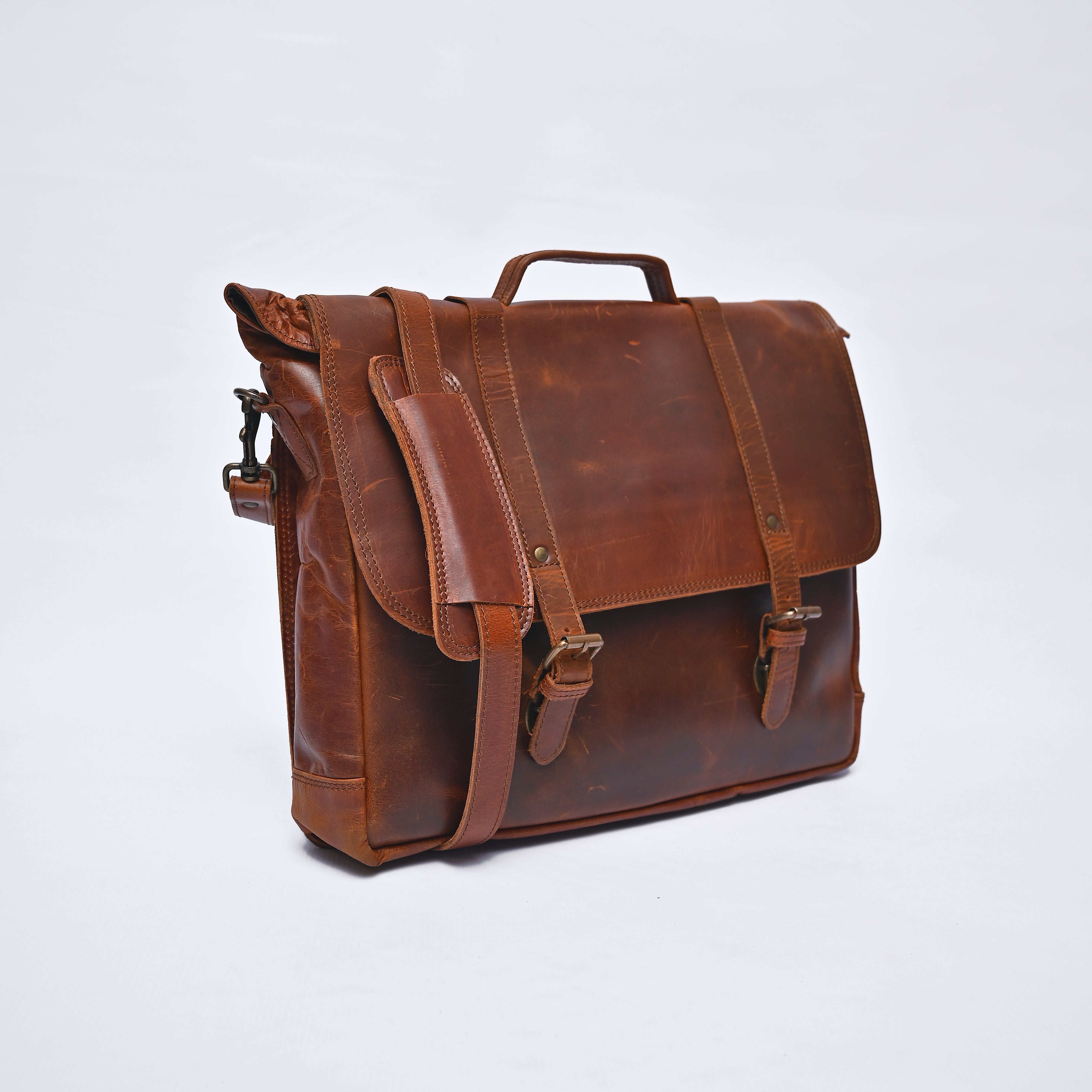 Handcrafted Vintage Leather Messenger Bag – Full Grain Leather Laptop Briefcase