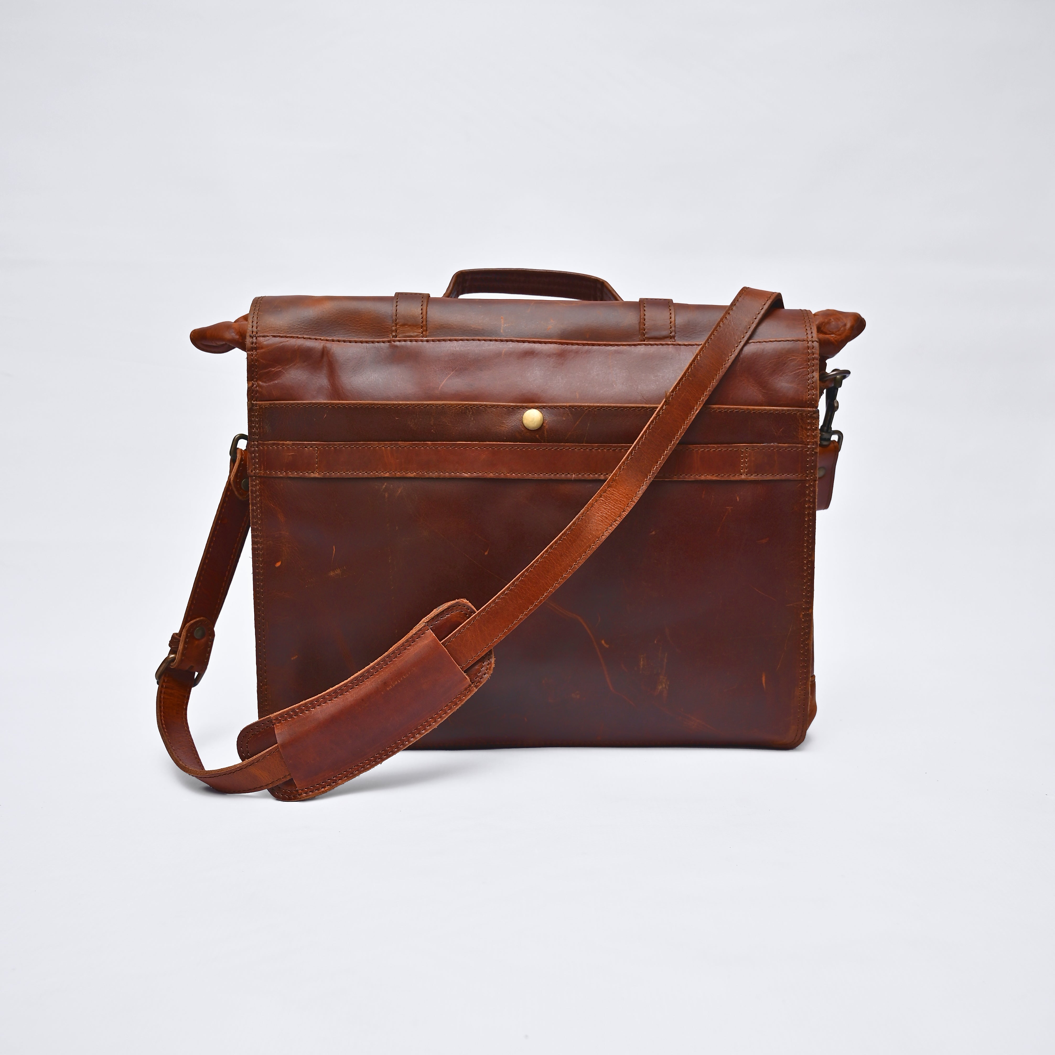 Handcrafted Vintage Leather Messenger Bag – Full Grain Leather Laptop Briefcase