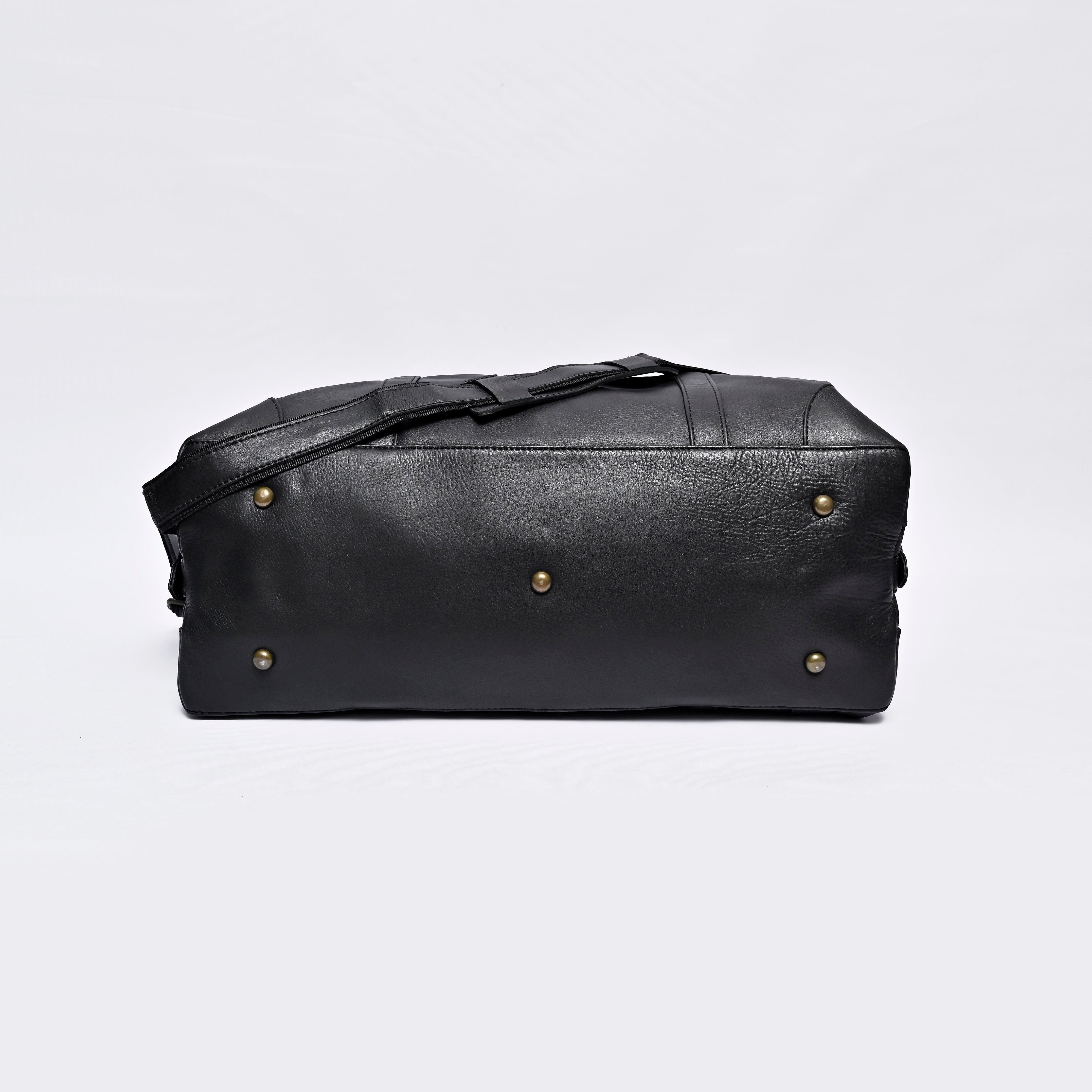 Black Full-Grain Leather Weekender Duffel Bag