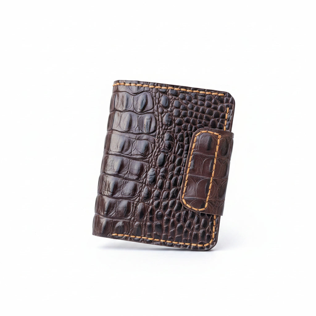 Crocodile Pattern Leather Wallet with Zipper Coin Pocket