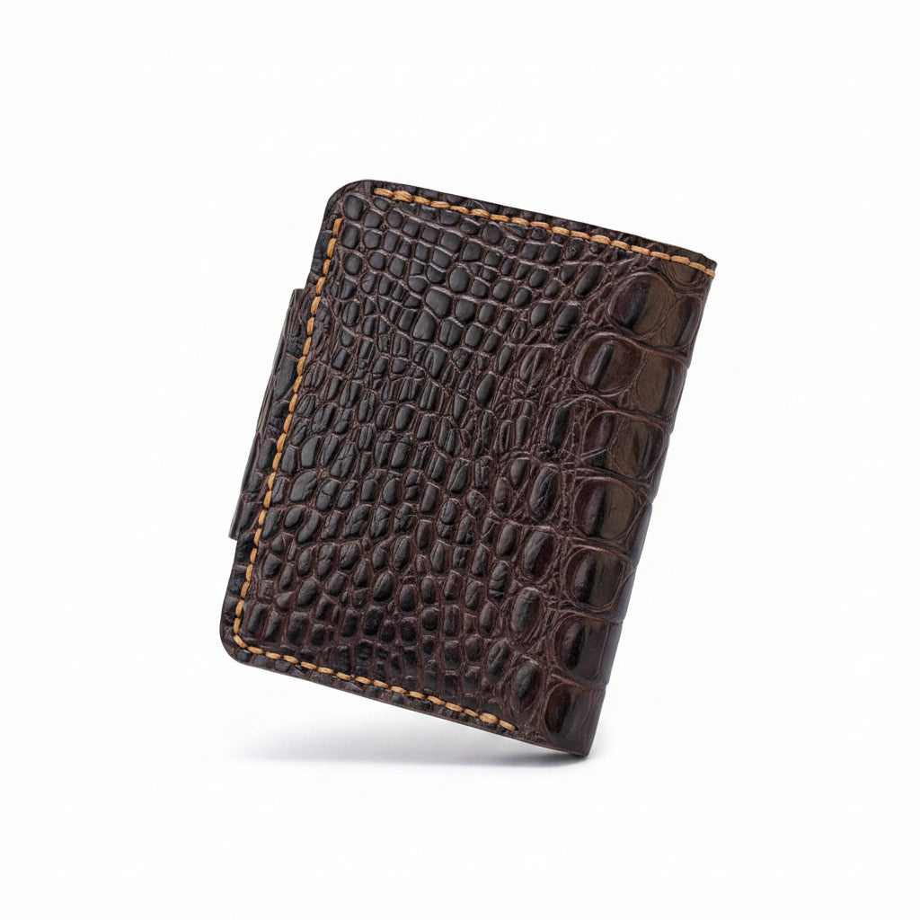 Crocodile Pattern Leather Wallet with Zipper Coin Pocket