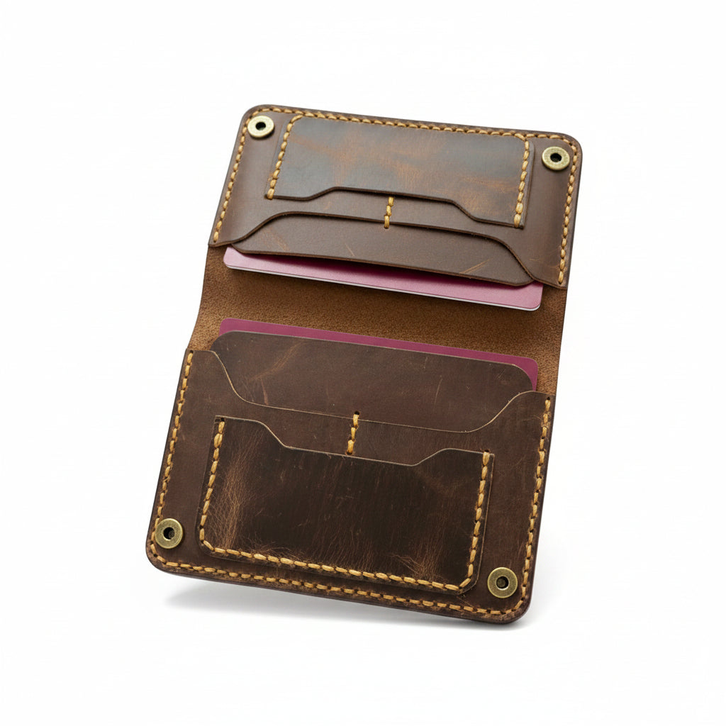 Douro Leather Heritage Passport Holder Id wallet– Hand-Stitched Crazy Horse Leather