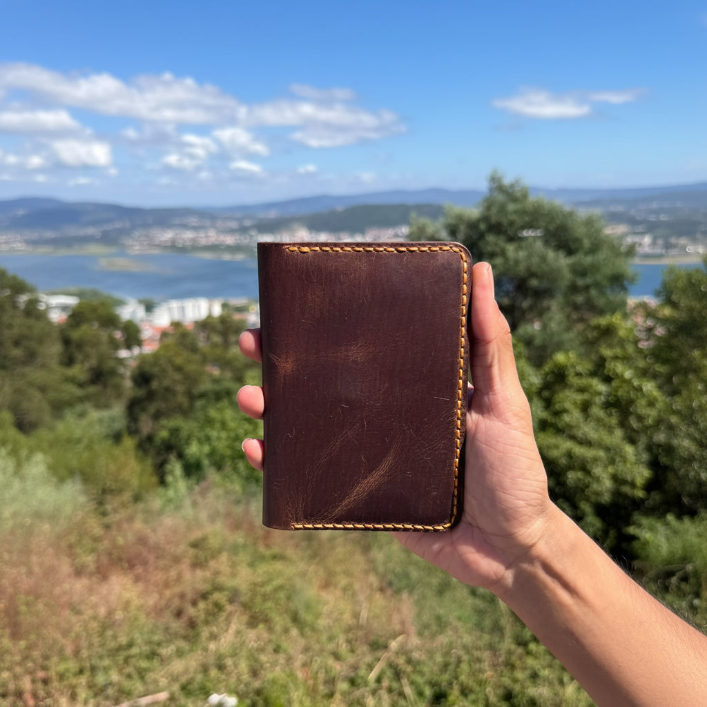 Douro Leather Heritage Passport Holder Id wallet– Hand-Stitched Crazy Horse Leather