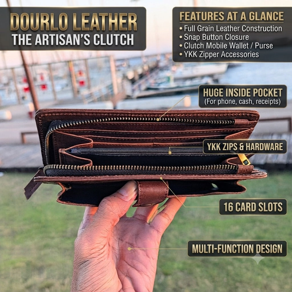 Porto Mariner Leather Zip Clutch Wallet