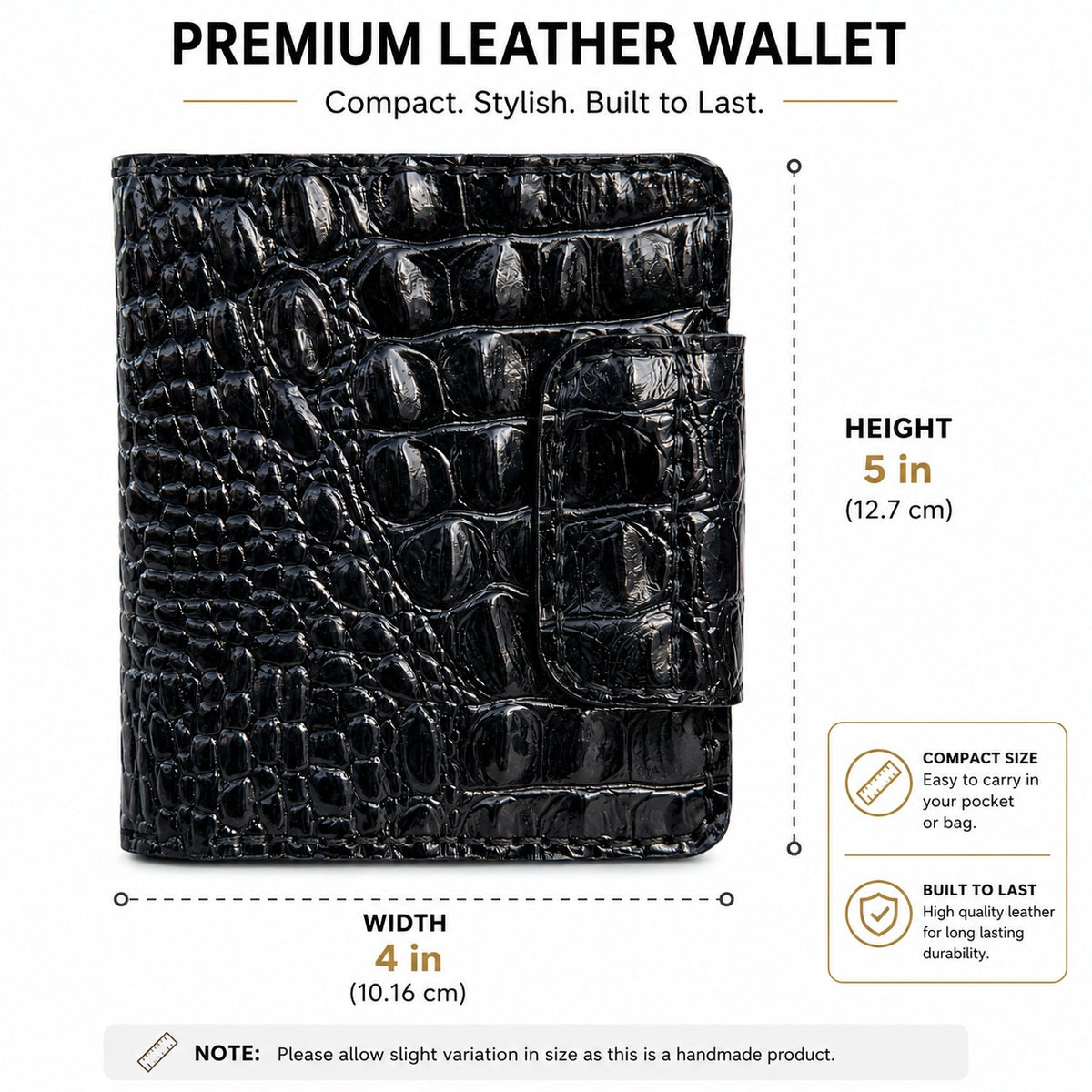 Handcrafted Croco Embossed Genuine Leather Bifold Wallet – Ykk zip accessories.