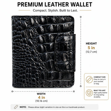 Handcrafted Croco Embossed Genuine Leather Bifold Wallet – Ykk zip accessories.