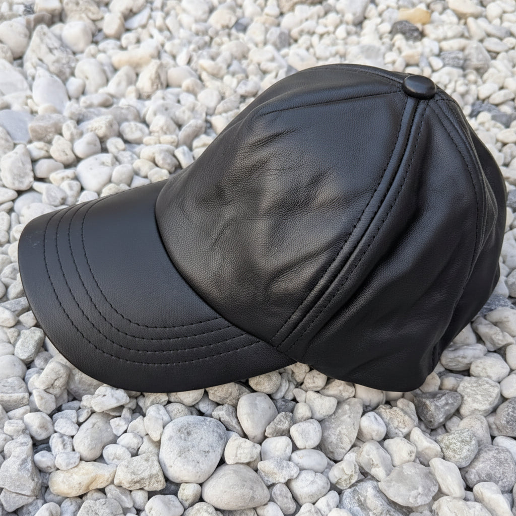 Premium Genuine Sheepskin Cap – Custom Fit Brass Buckle Strap 🖤