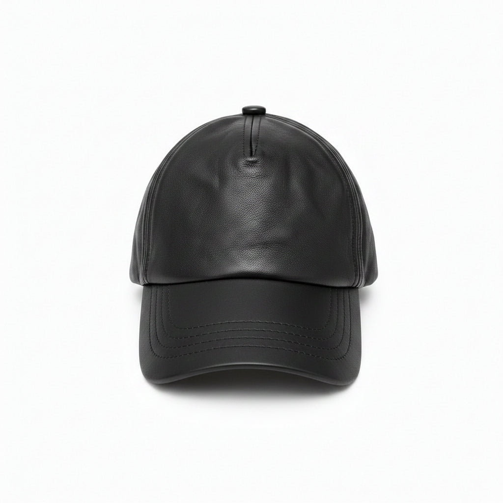 Premium Genuine Sheepskin Cap – Custom Fit Brass Buckle Strap 🖤