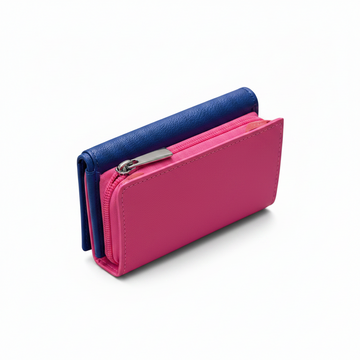 Aurora Dual-Tone Leather Zip Card Wallet