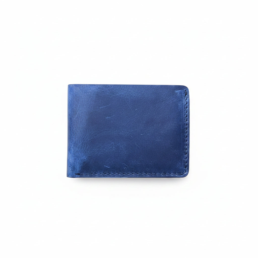 Midnight Blue Leather Bifold Wallet