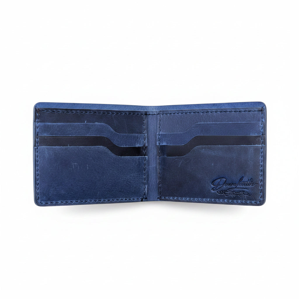 Midnight Blue Leather Bifold Wallet