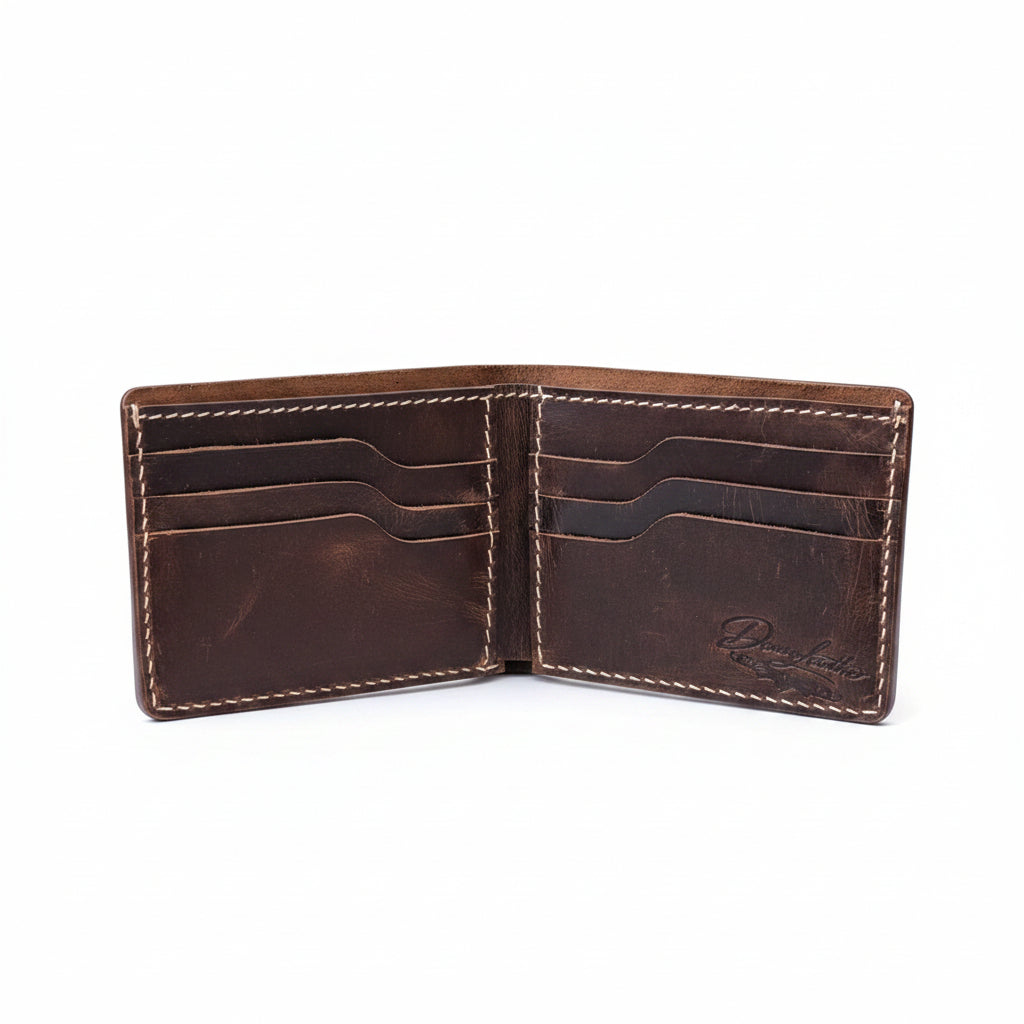 Vintage Brown Leather Bifold Wallet