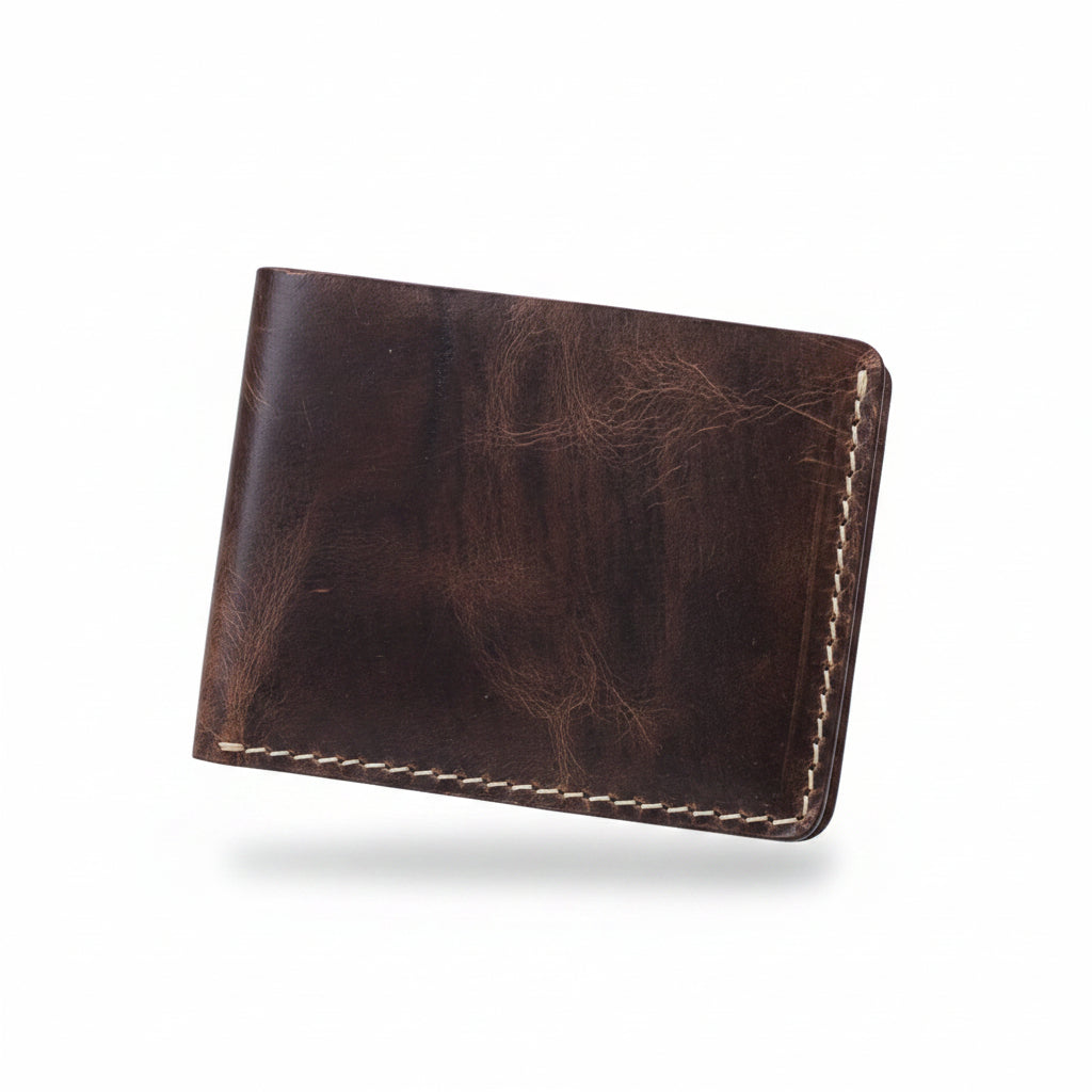 Vintage Brown Leather Bifold Wallet