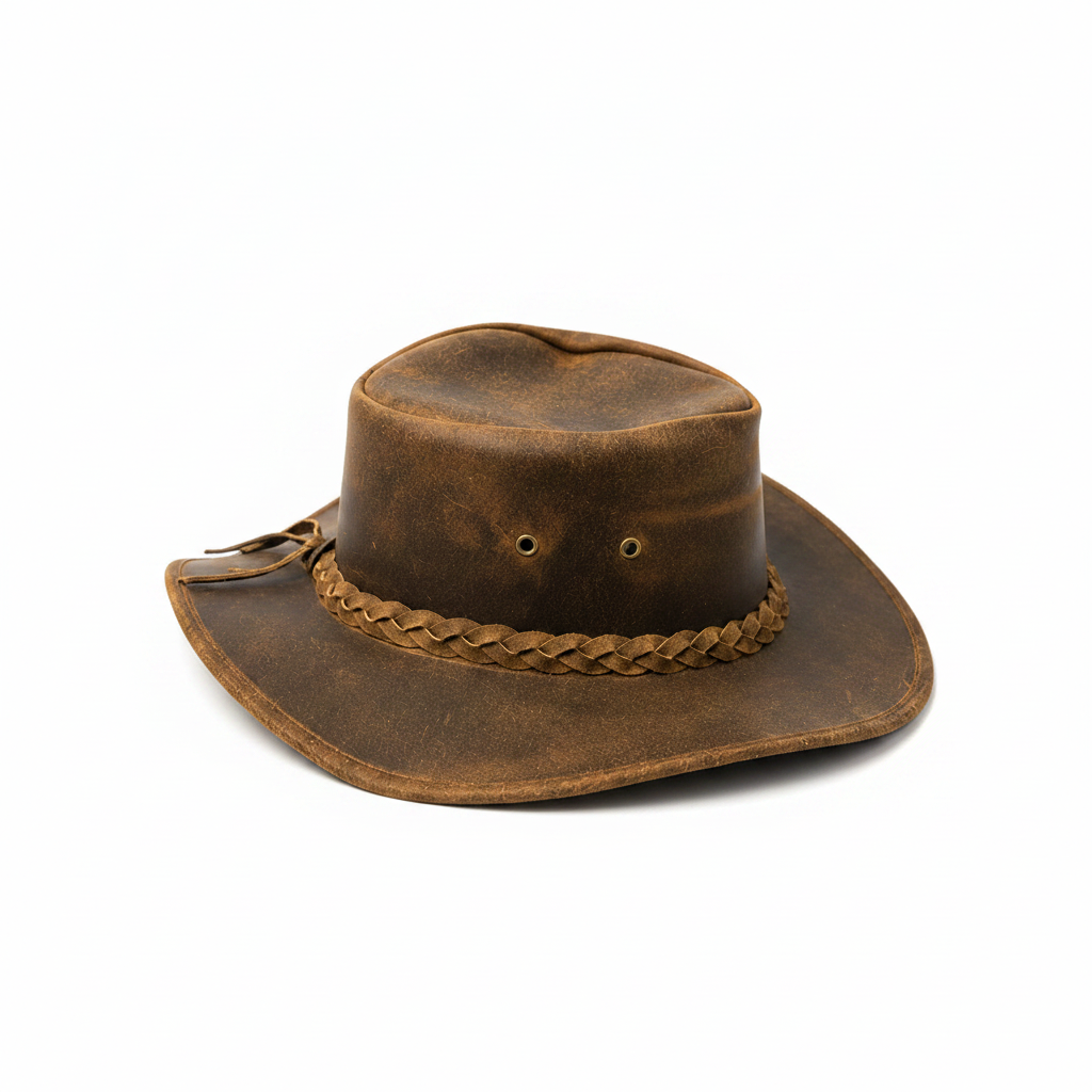 Handcrafted Distressed Leather Cowboy Hat – Vintage Western Hat