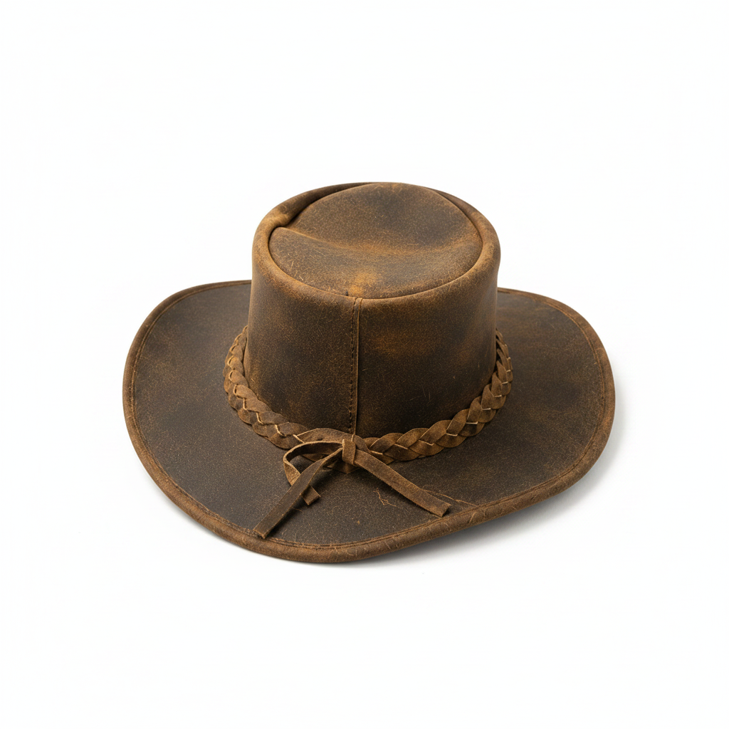 Handcrafted Distressed Leather Cowboy Hat – Vintage Western Hat