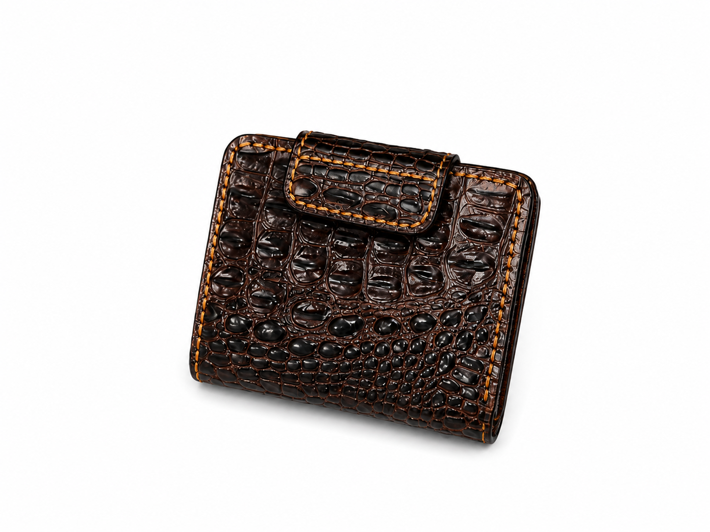 Crocodile Pattern Leather Wallet with Zipper Coin Pocket