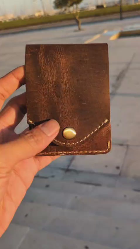 Harbor Brown Snap Card Holder Wallet