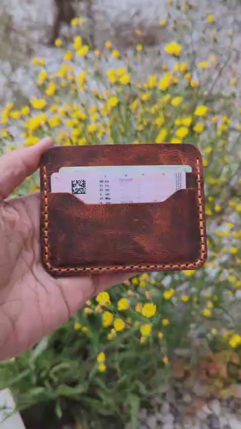 Handcrafted Full Grain Leather Card Holder Wallet – Minimalist Slim Card Case