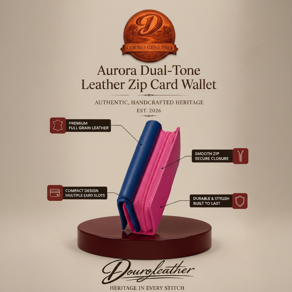 Aurora Dual-Tone Leather Zip Card Wallet