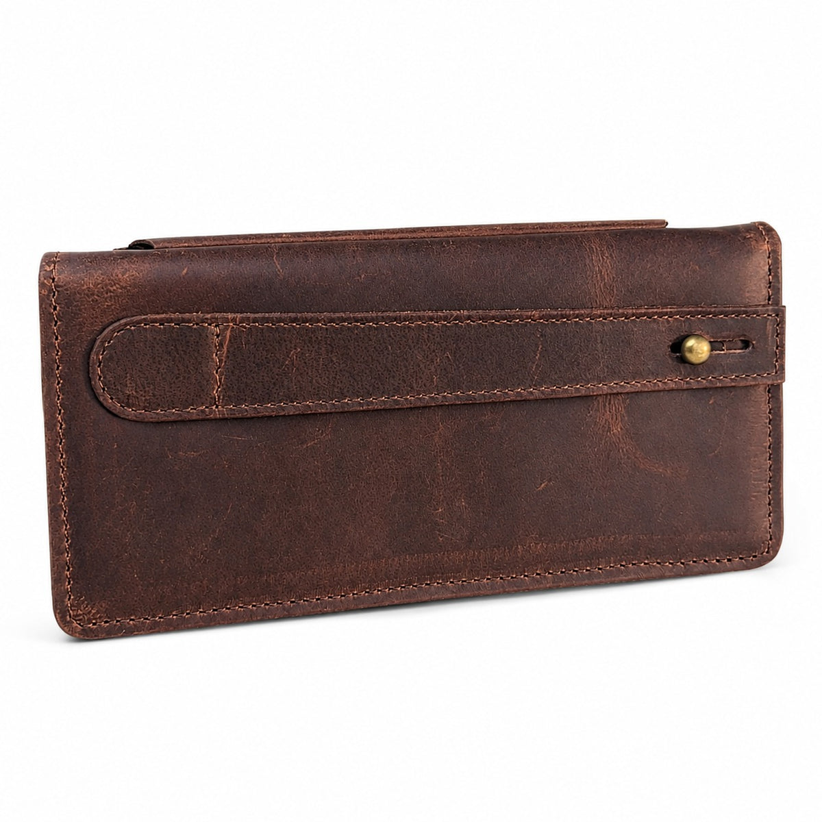 Porto Mariner Leather Zip Clutch Wallet |Vintage Brown Color