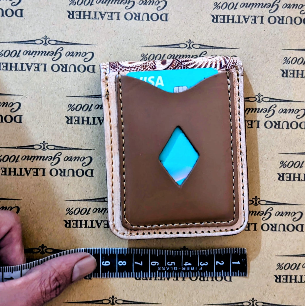 Handmade Western Bull Horn Tooled Leather Wallet - Douro Leather
