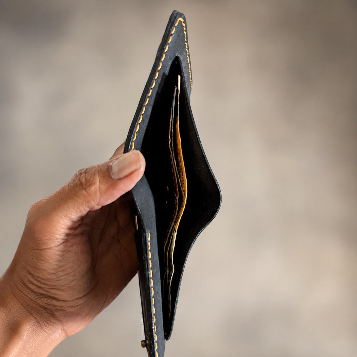 Saddle Stitched Black Leather Travel Wallet & Passport I'd Holder