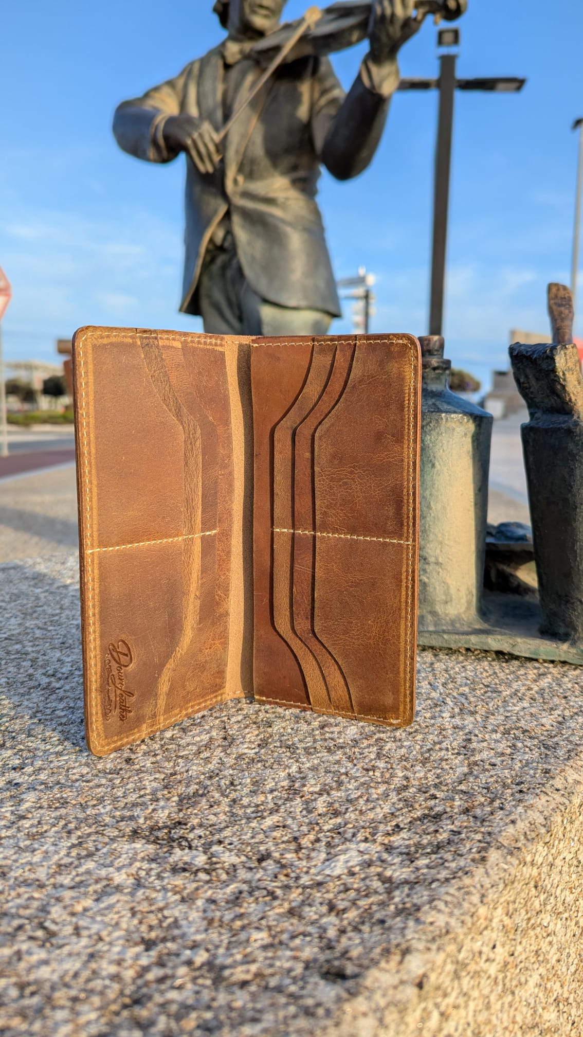 Distressed Genuine Leather Bifold Long Wallet - Premium Card & Cash organizer.