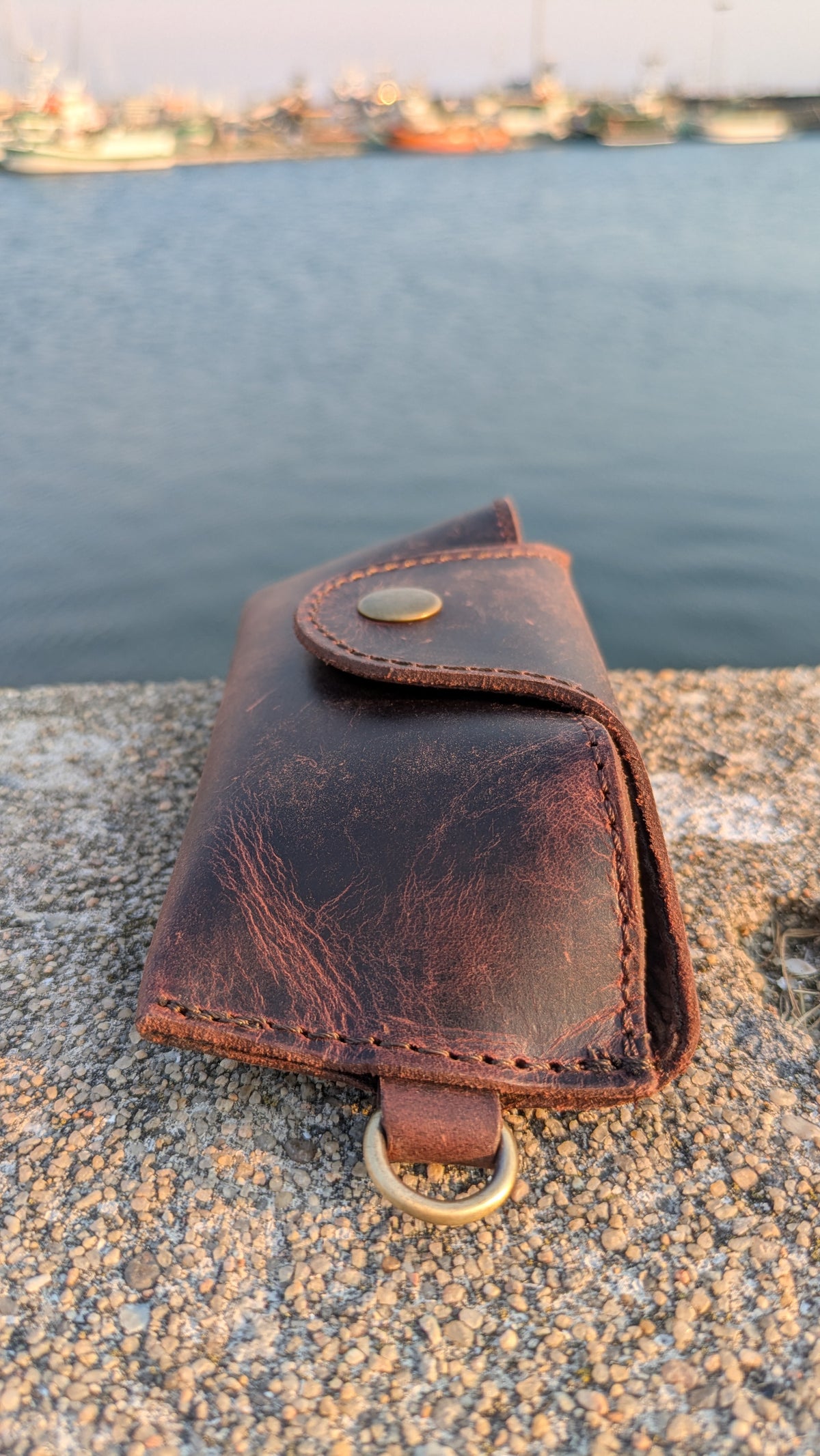 Douro Leather | Full Grain Leather Glasses Pouch with Wristlet strap.