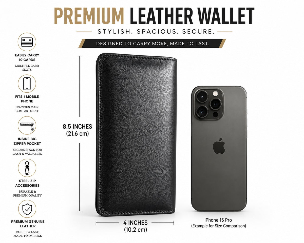 Full Grain leather Clutch & Long Wallet|Made in Portugal