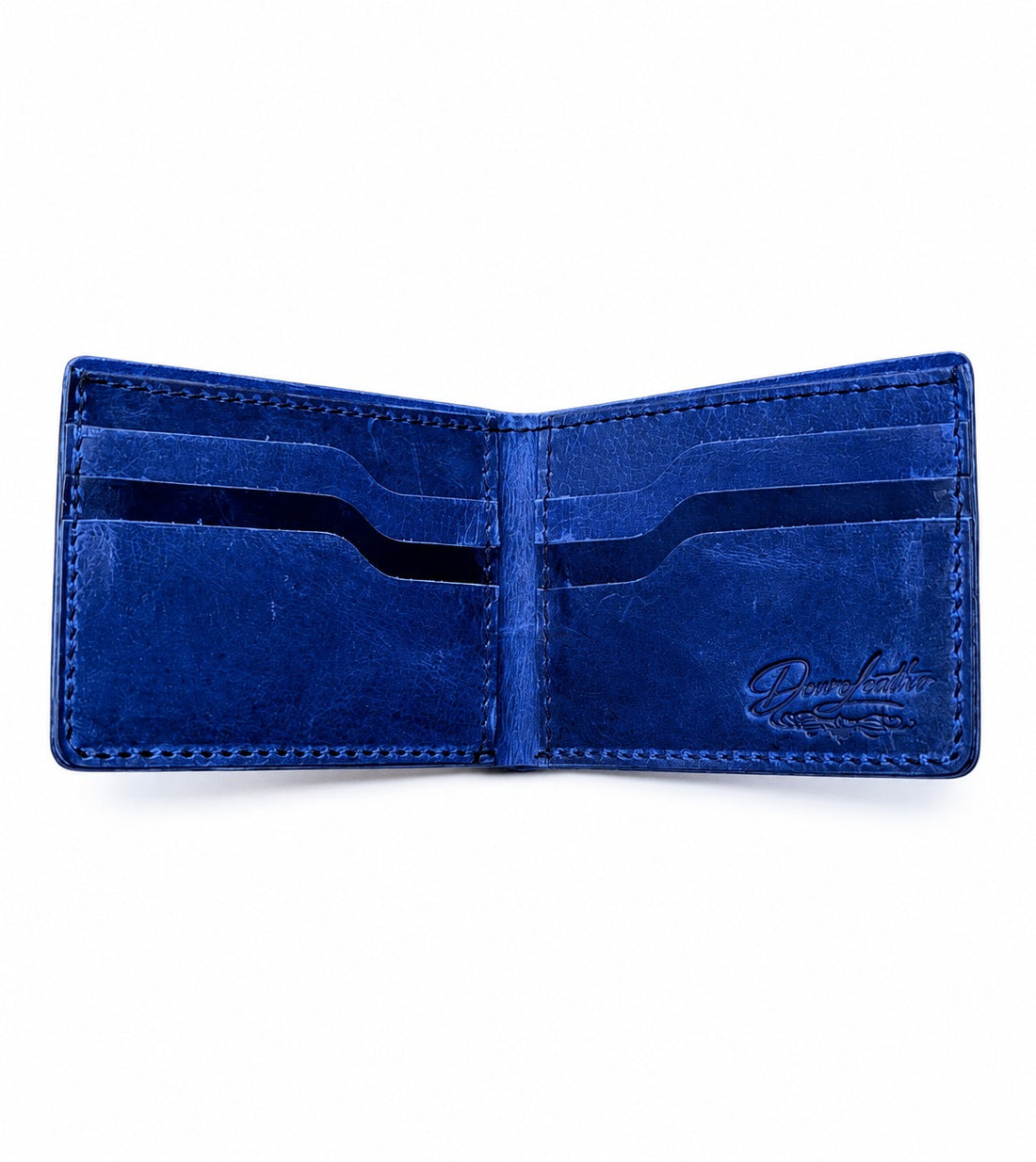 DOURO LEATHER Denim Blue  Leather Bifold Wallet |hand Patina.