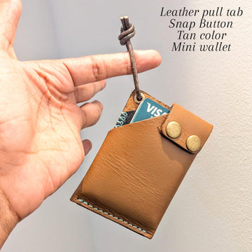 Handmade Tan Leather Wallet & Card Holder with Pull Tab | DOURO