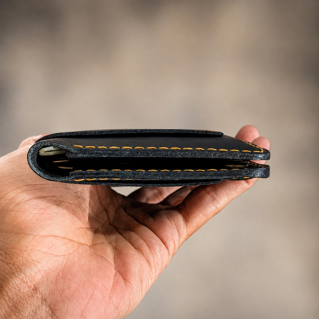 Saddle Stitched Black Leather Travel Wallet & Passport I'd Holder