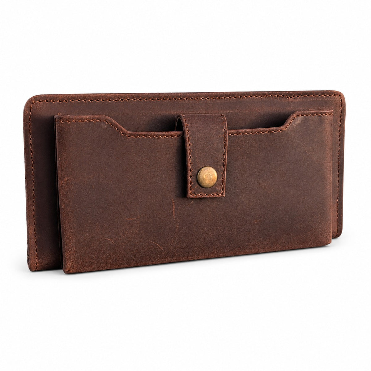 Porto Mariner Leather Zip Clutch Wallet |Vintage Brown Color