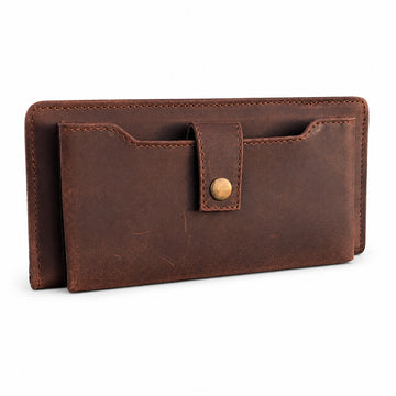 Porto Mariner Leather Zip Clutch Wallet |Vintage Brown Color