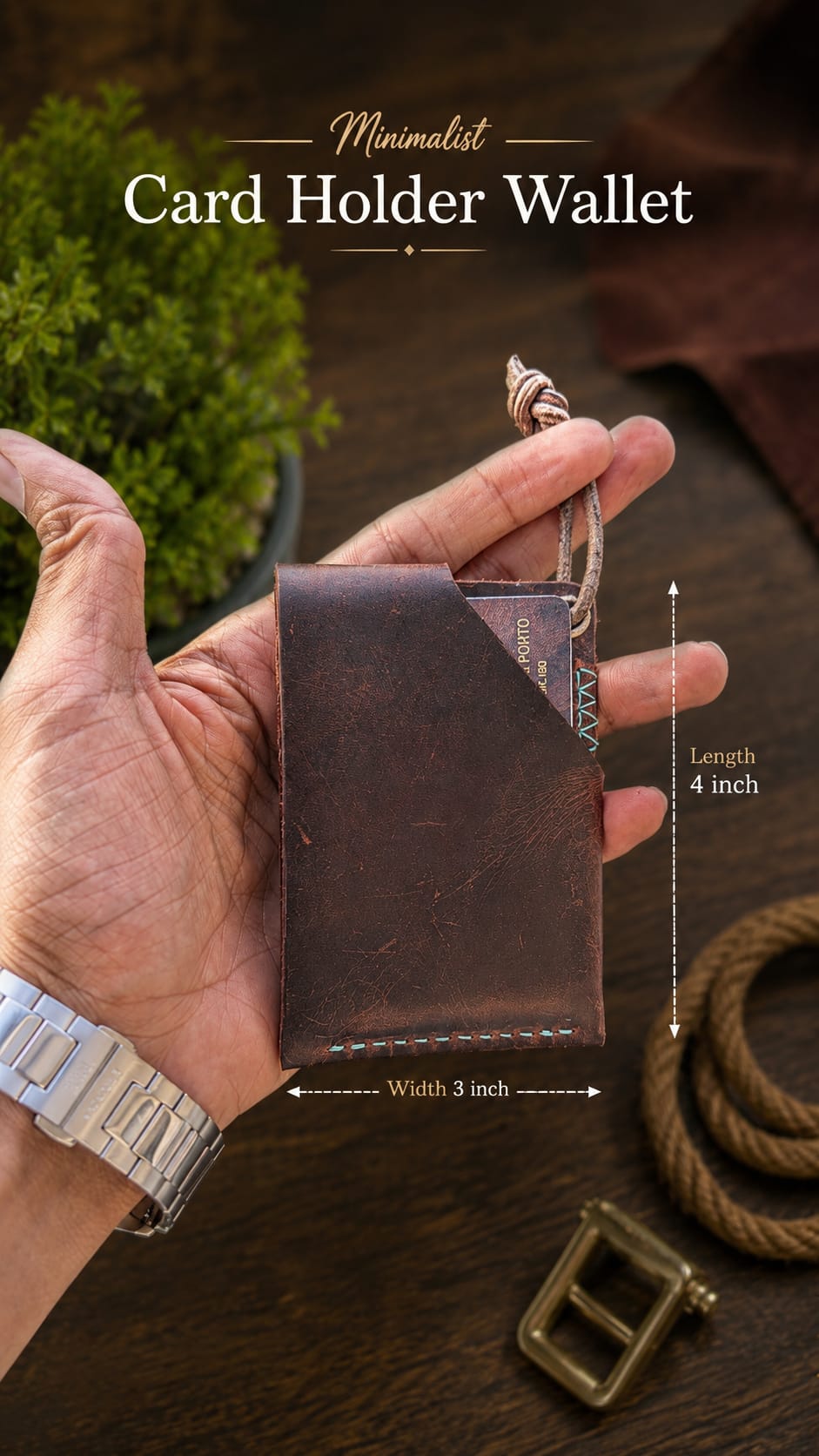 Minimalist Leather Pull Tab Wallet with Snap Button
