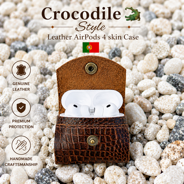 Genuine Leather AirPods Case Gen 3 & 4 | Croco Embossed Leather Cover