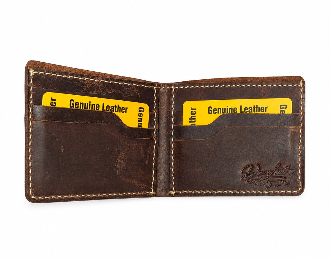 Vintage Brown Leather Bifold Wallet