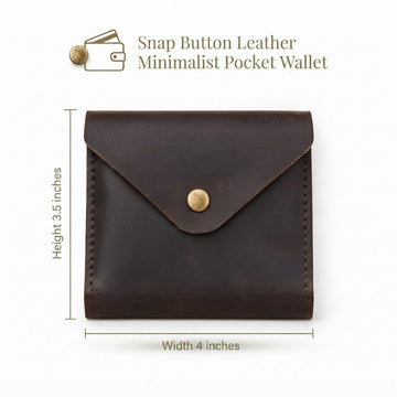 Douro Leather Snap Button Wallet  – Vintage Brown Minimalist Card & Coin Pouch