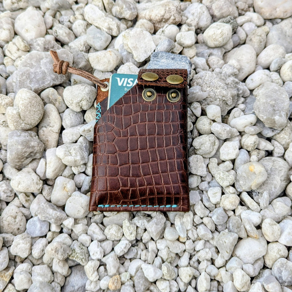 Douro Leather Croco Embossed Pull tab Minimalist Pocket Size Wallet.